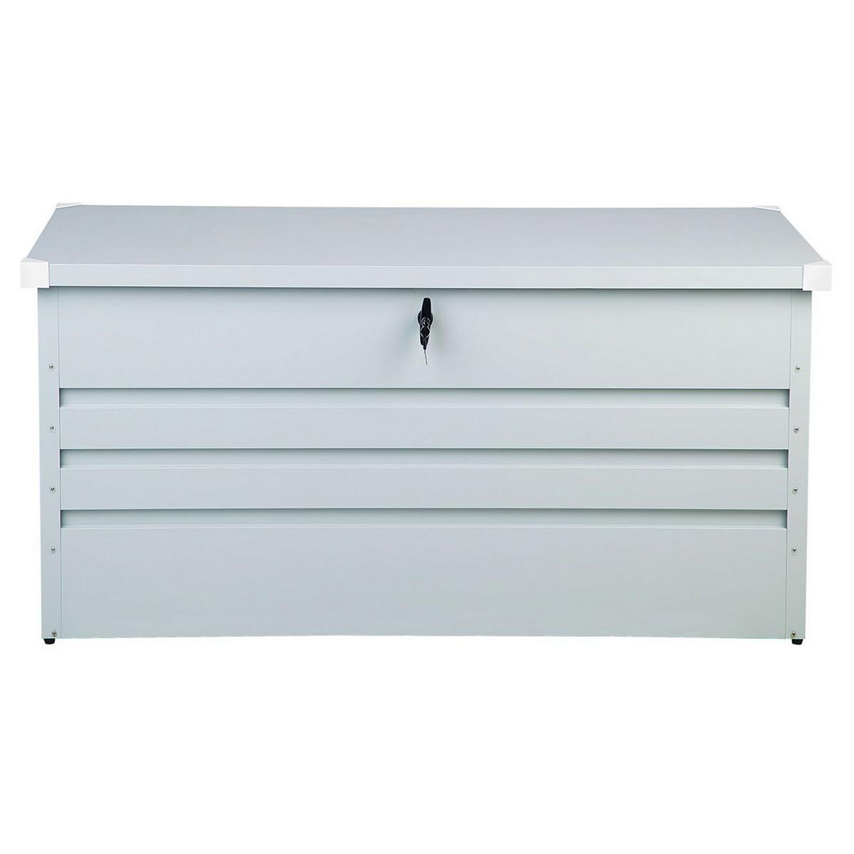 AUFLAGENBOX Stahl hellgrau 132/62 cm Cebrosa - Hellgrau, Metall (132/64/62cm) - Beliani