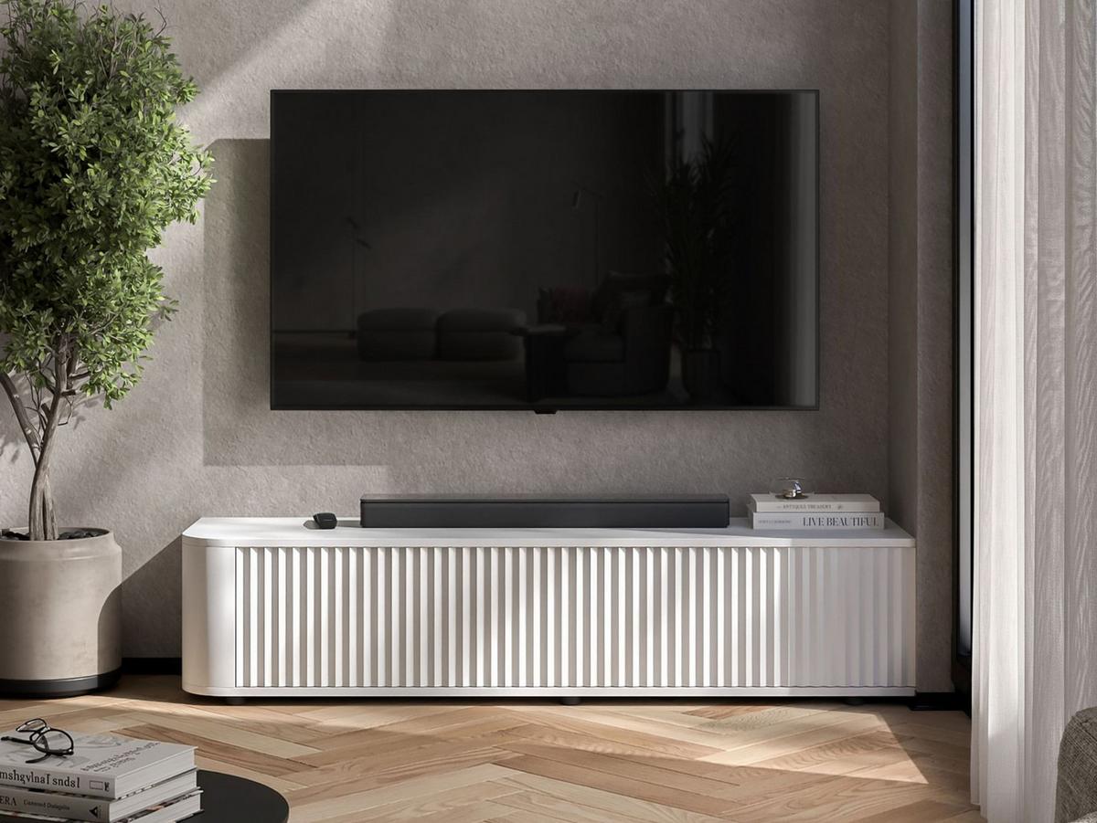 TV-LOWBOARD Aurora Weiß matt 140 cm mit niedrigen Füße - Weiß, Holzwerkstoff (140/31/35cm) - Meble Lindner