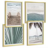 BILDER SET 4er Set - 50x50 cm & 40x60 cm Goldrahmen - Tropenurlaub - Goldfarben, Kunststoff (50/50cm) - TULUP