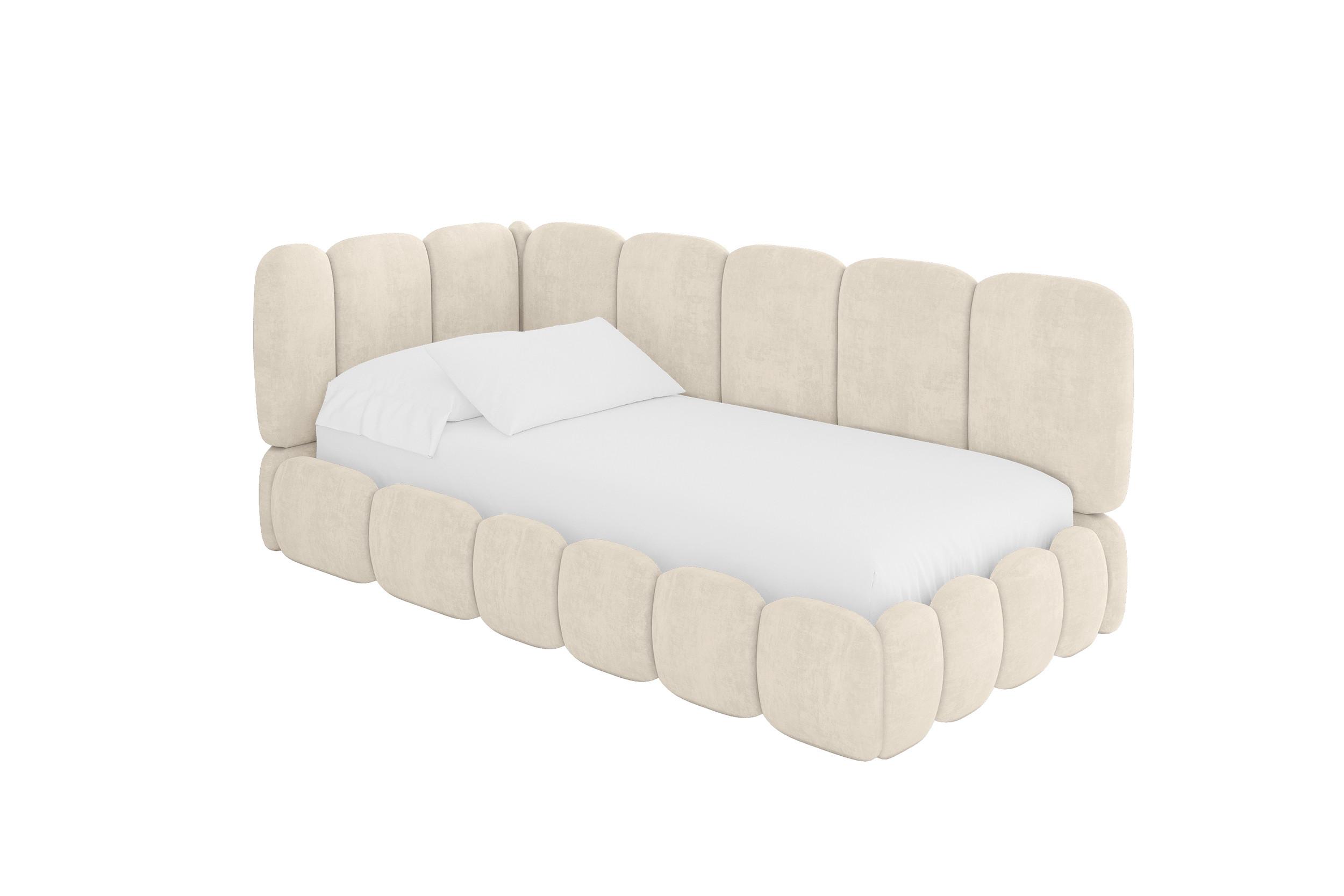 EINZELLBETT Jugendbett mit Bettkasten und Matratze H3/H4, Rechts - AVRY 100x200 Beige - Naturfarben, Holzwerkstoff/Textil (100/200cm) - ALTDECOR