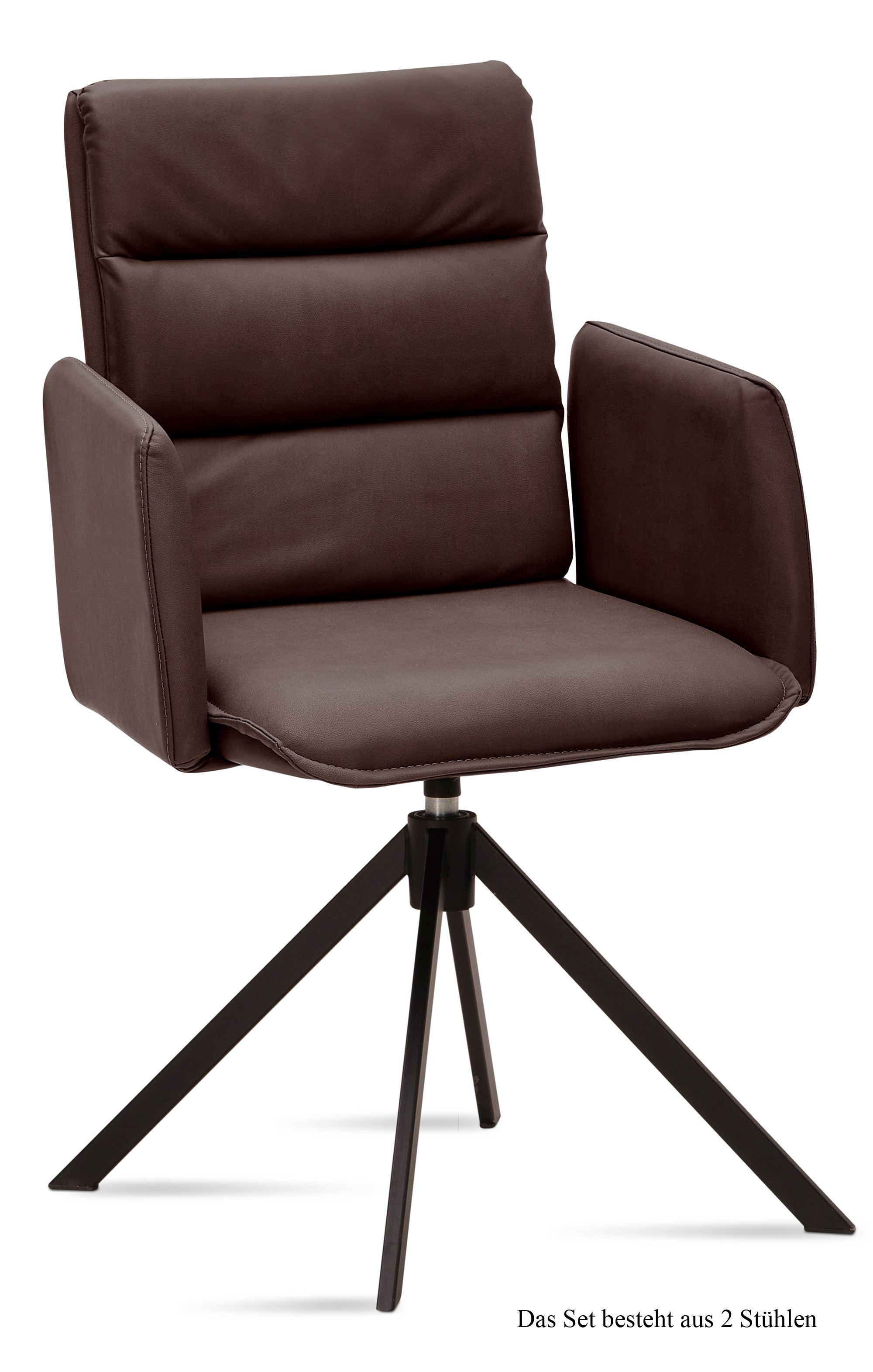 ARMLEHNSTUHL drehbar (2er-Set) Delila 52x92x60 Schwarz/Braun - Schwarz/Braun, Kunststoff (60/92/52cm) - 58aufmkessel