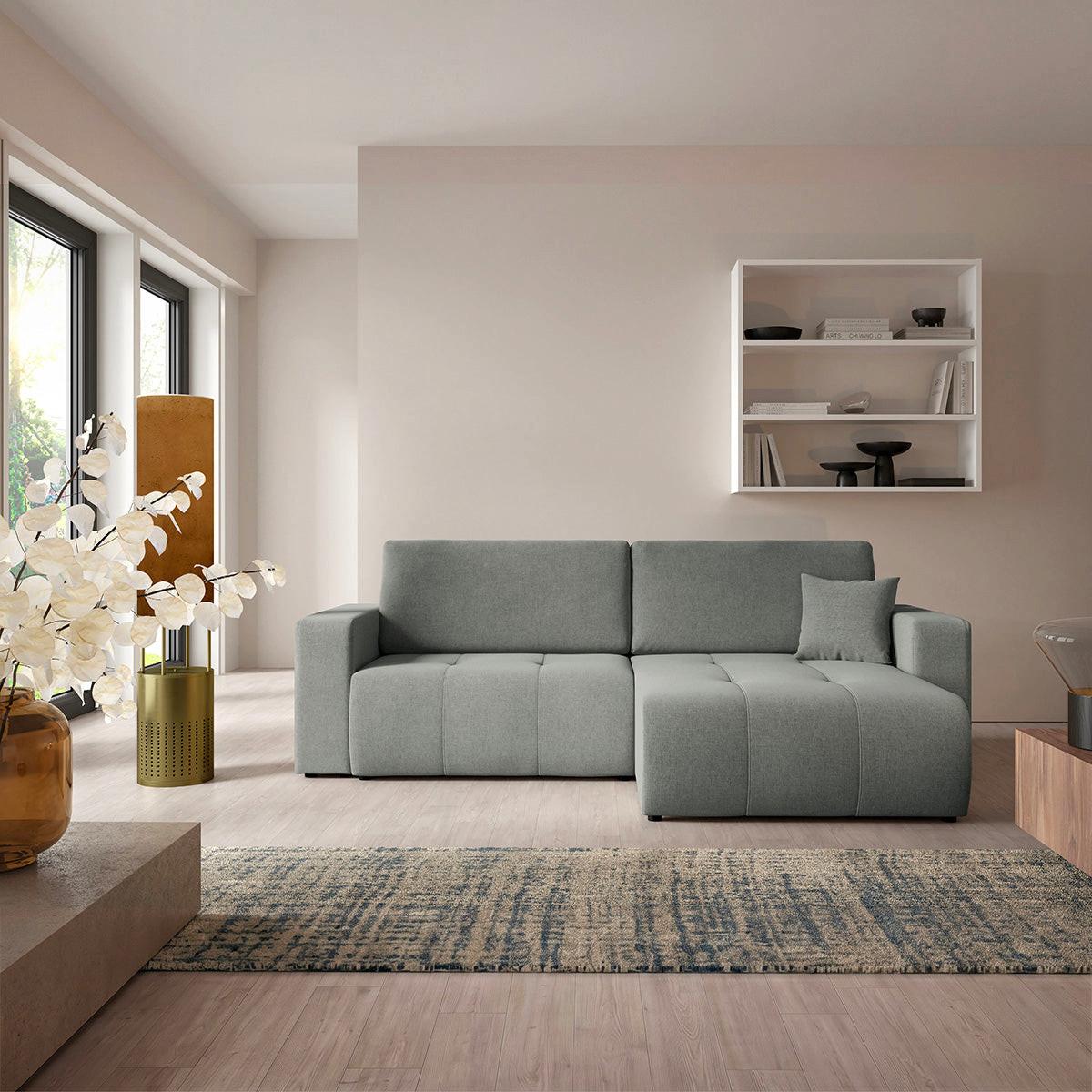 ECKSOFA Giulia 3 Sitzplätze Grau - Grau, Holz (244/149cm) - Petits-meubles
