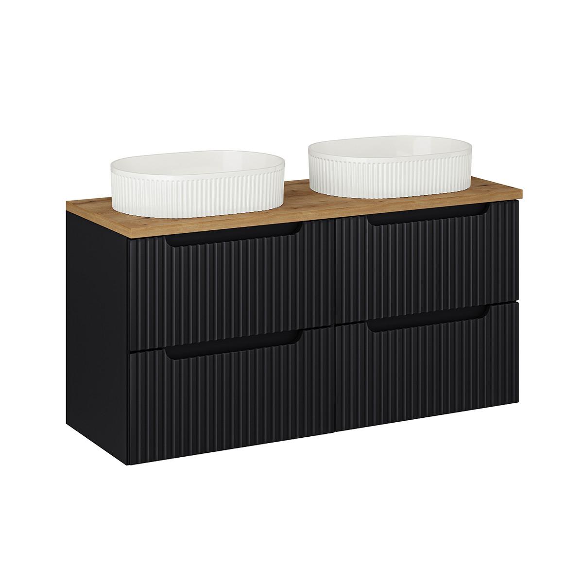 DOPPELWASCHTISCH 120.4cm Riva Schwarz und Holz - Schwarz, Holzwerkstoff (120.4/59/40cm) - Petits-meubles