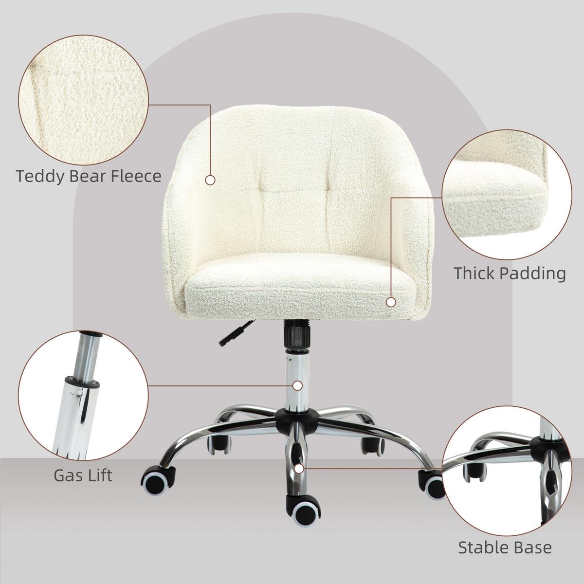 BÜROSTUHL Polyester Kunstleder Cremeweiß - Weiß, Kunststoff (61/86/56cm) - HOMCOM