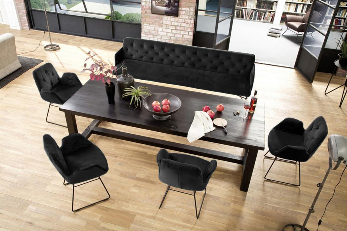 ESSZIMMERBANK CHARME Schwarz Velvet - Schwarz, Textil (166/85/68cm) - KAWOLA