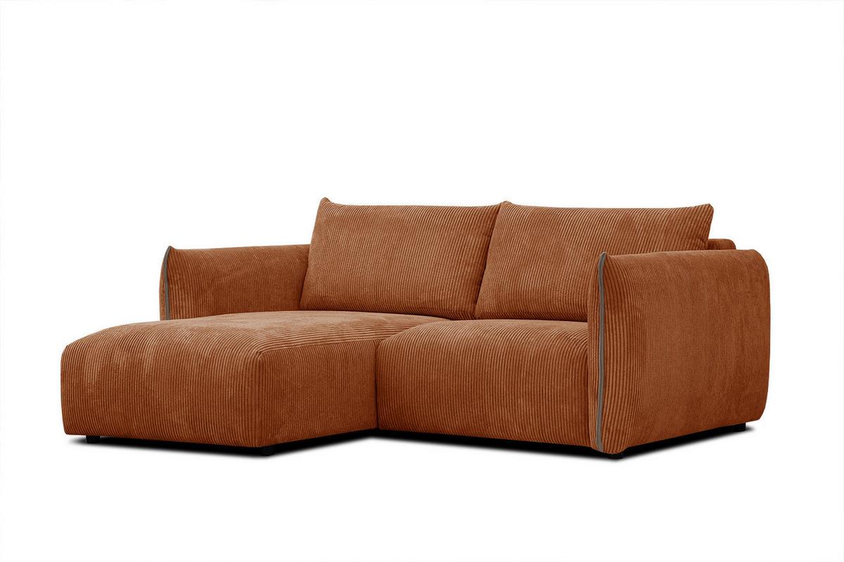 ECKSOFA TAUER 3-Sitzer, orange - Schwarz/Orange, Holzwerkstoff/Kunststoff (173/206cm) - Wozimo