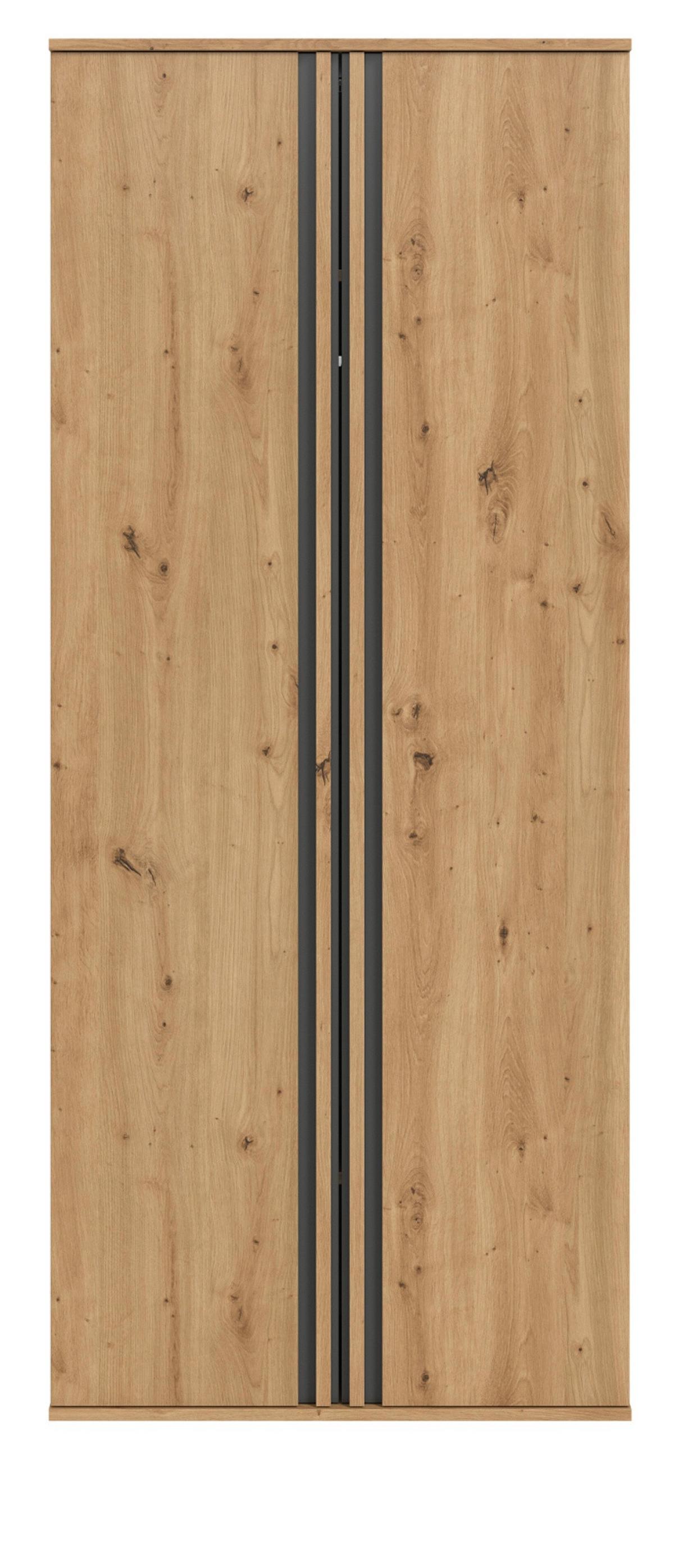 KLEIDERSCHRANK Eiche Artisan, grau 80 x 192 cm, Drehtürenschrank 2-türig - Anthrazit/Eiche Artisan, Holzwerkstoff (80/192/56cm) - Inn.Furn