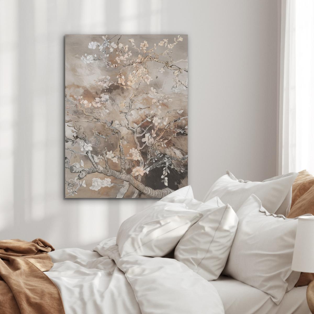 AKUSTIKBILD Mandelblüte - Kunst - Van Gogh - Beige - Abstrakt Wandbilder 60x80 cm - Braun, Kunststoff (60/80cm) - MuchoWow