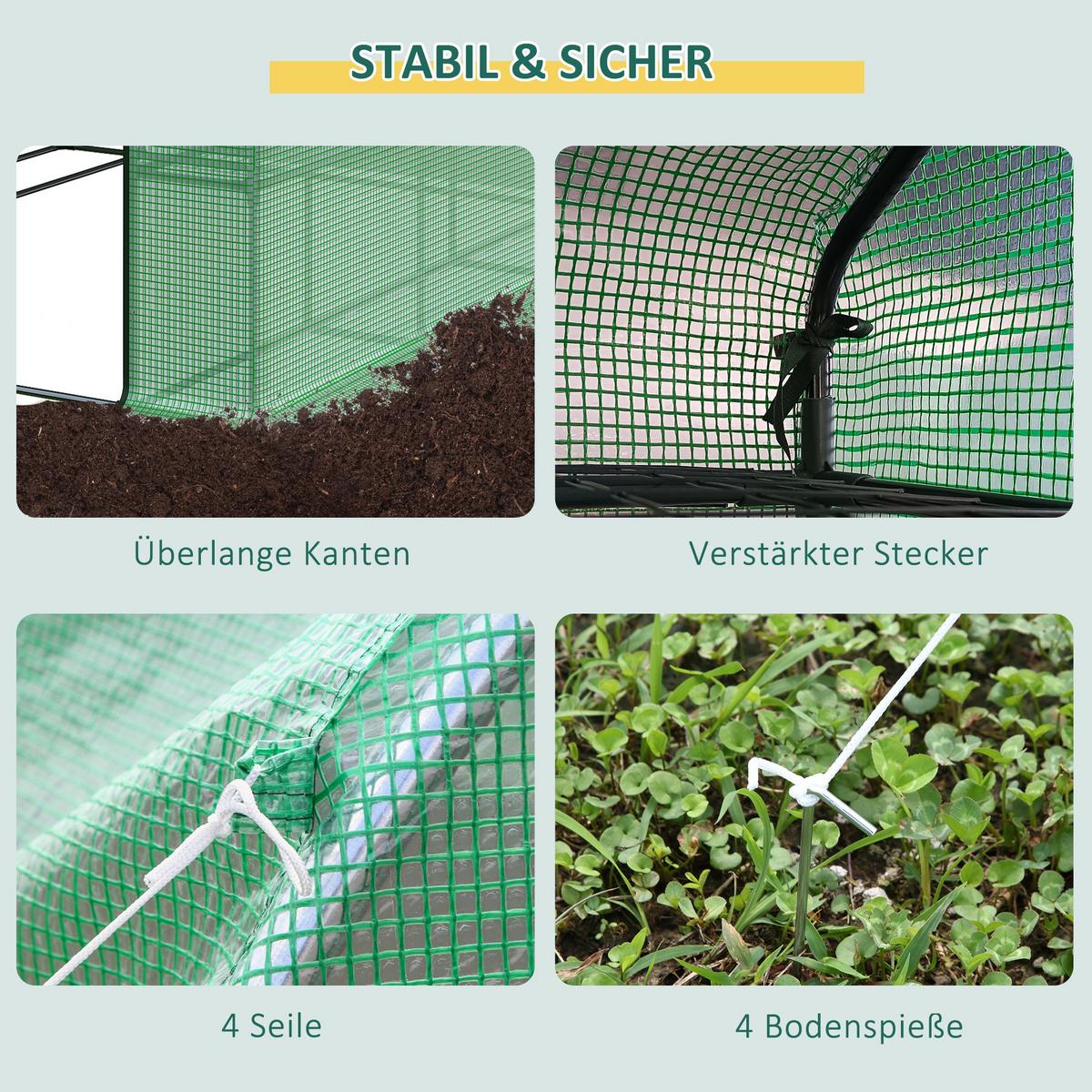 FOLIENGEWÄCHSHAUS, Grün, PE, Stahl - Grün, Kunststoff (180/210/244cm) - Outsunny