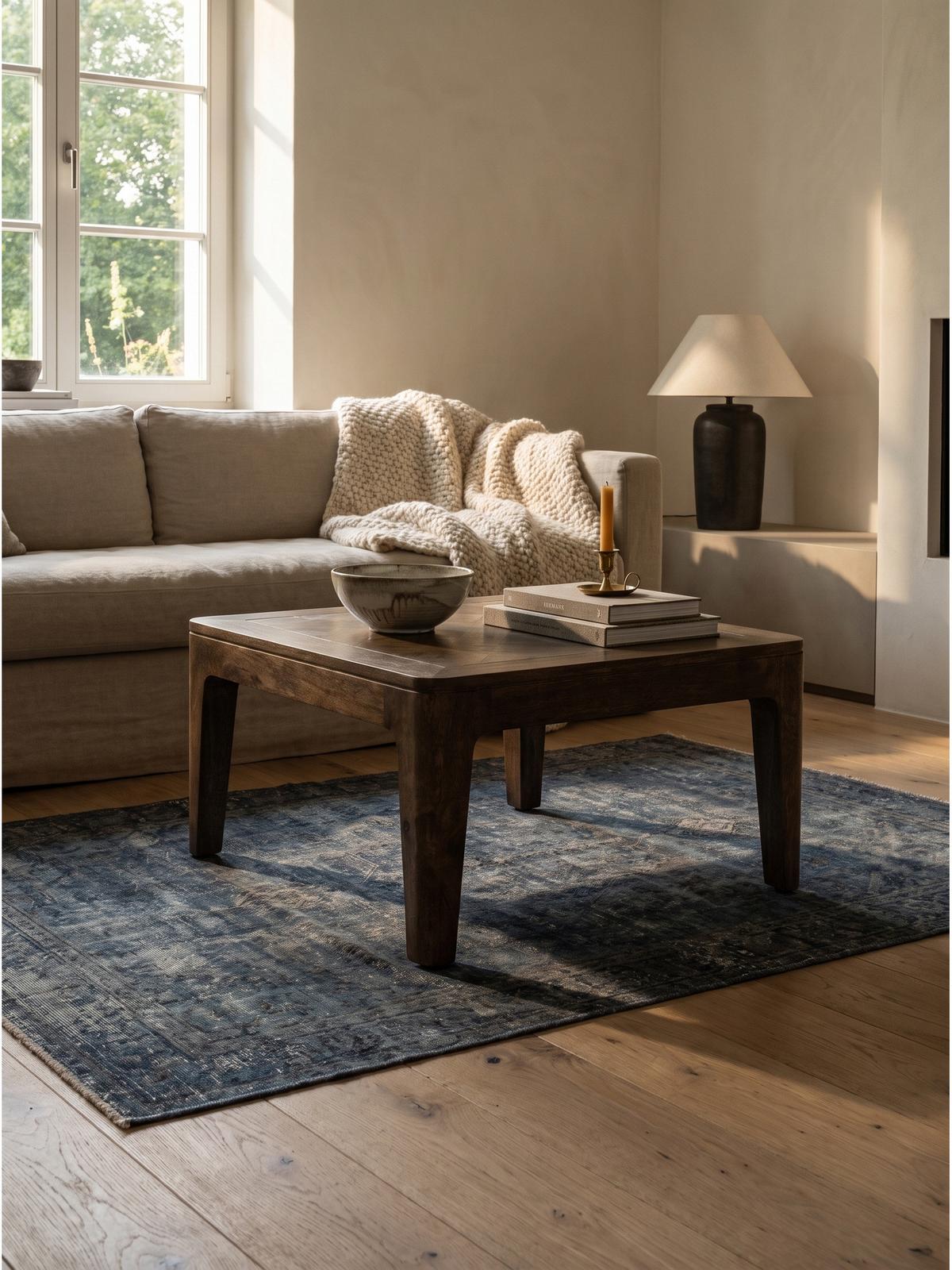 SOFATISCH LOIRE, Mango Massivholz, handgefertigt, Nussbaum-Mango, 60 x 60 x 32 cm - Braun, Mangoholz/Holz (60/60/32cm) - KADIMA DESIGN