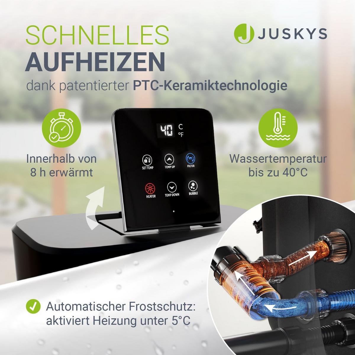 WHIRLPOOL SpaLuxe aufblasbar 185x185x65 cm schwarz/weiß - Schwarz, Kunststoff (185/65/185cm) - Juskys