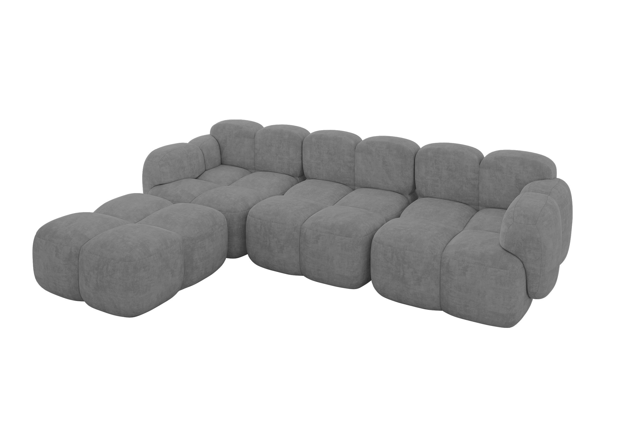 ECKSOFA modulares Sofa Links Miko-L2 302x205x75 Grau Velours - Schwarz/Grau, Holzwerkstoff/Kunststoff (302/205cm) - ALTDECOR