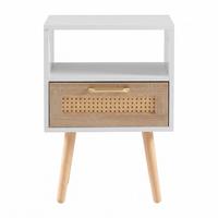 NACHTTISCH weiß rattan nachttisch mit schublade - Weiß, Holzwerkstoff (40/55/30cm) - Urban Meuble