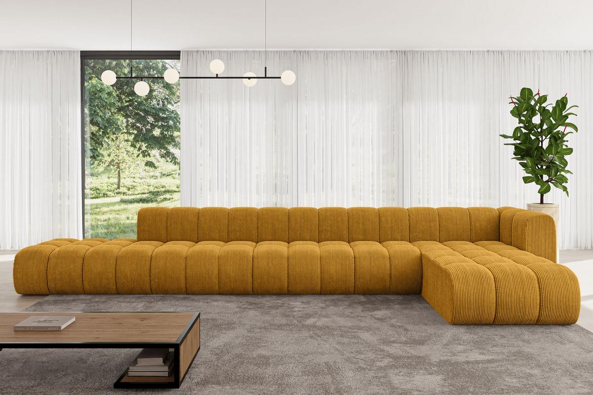 ECKSOFA modulares Sofa Zuvon-L3 - 478x177x70 cm Senfgelb - Currygelb, Holzwerkstoff/Textil (478/177cm) - ALTDECOR