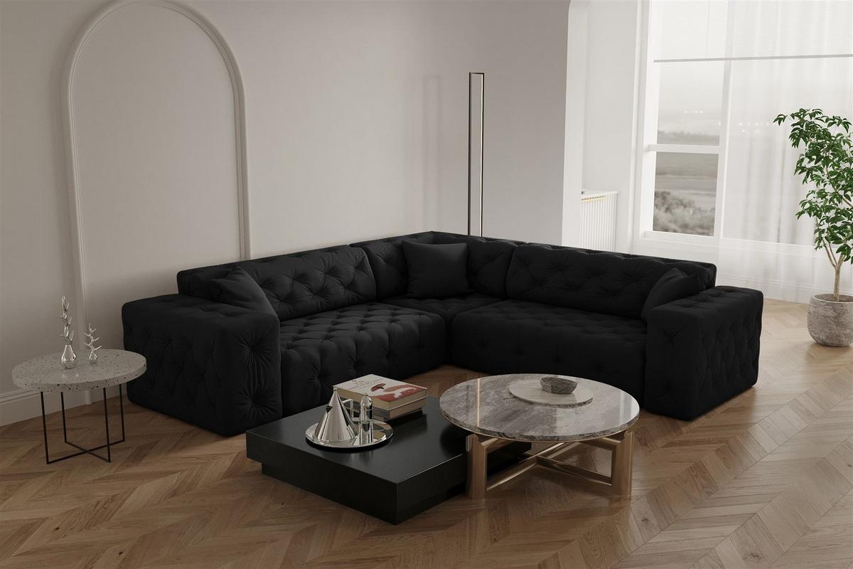 ECKSOFA Chantal - Schwarz, Holzwerkstoff/Textil (246/246cm) - Fun Möbel
