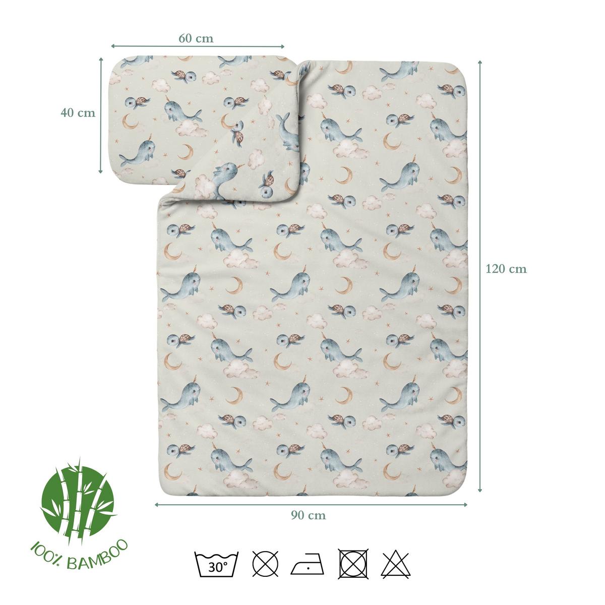 BABY Bambus-Bettwäsche Wale - Olivgrün, Textil (90/120cm) - waldin