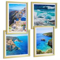 BILDER SET 4er Set - 50x50 cm & 40x60 cm Goldrahmen - Griechische Ansichten von Santorin Oia - Goldfarben, Kunststoff (50/50cm) - TULUP