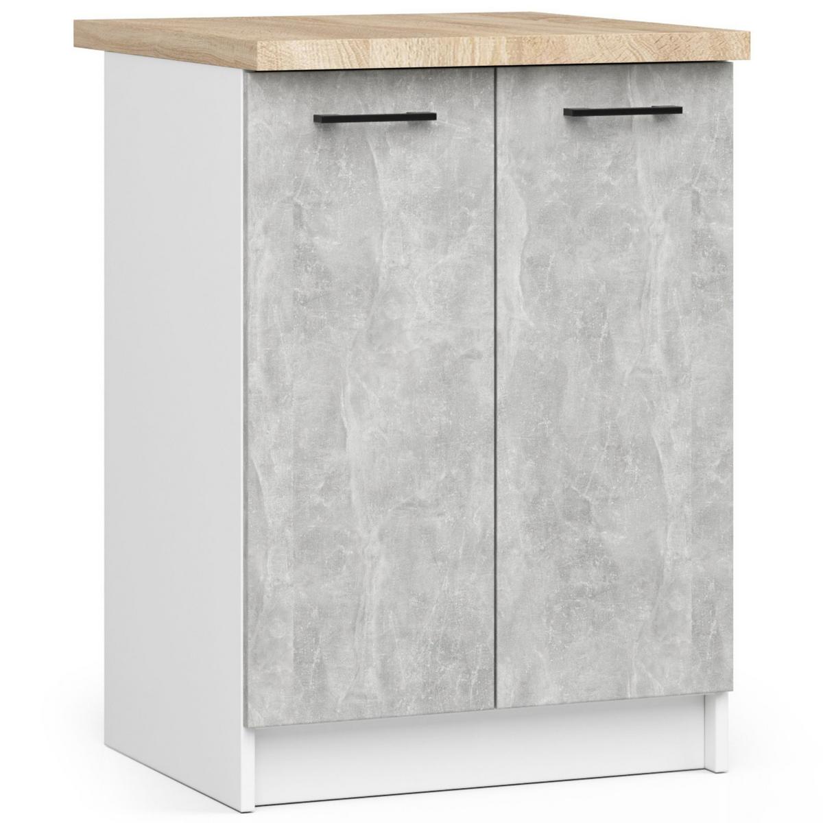 KÜCHENLEERBLOCK Weiß, Beton 203/240/46 - Weiß, Holzwerkstoff (240/203/46cm) - RAUMHIRSCH FURNITURE