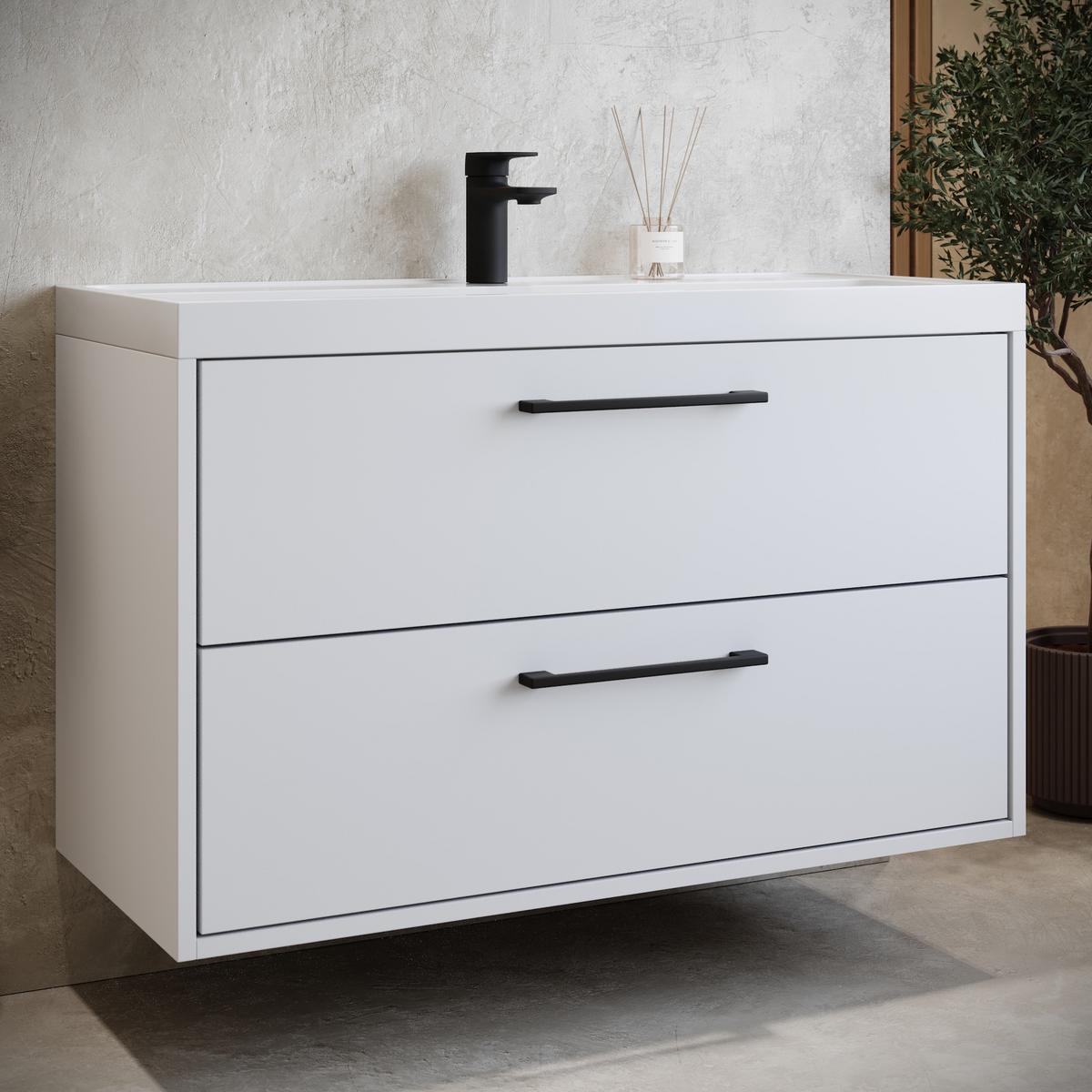 BADMÖBEL-SET Florence 2 Teile Weiß Matt - 80 x 40 x 51 cm - Weiß, Holz (80/51/40cm) - Badplaats