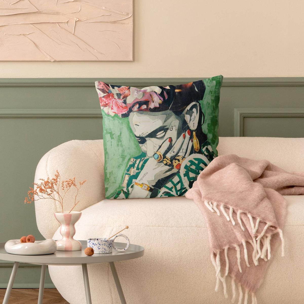 KISSENBEZUG Frida Kahlo - Collage No.3 40/40 cm - Grün, Textil (40/40cm) - Bilderwelten