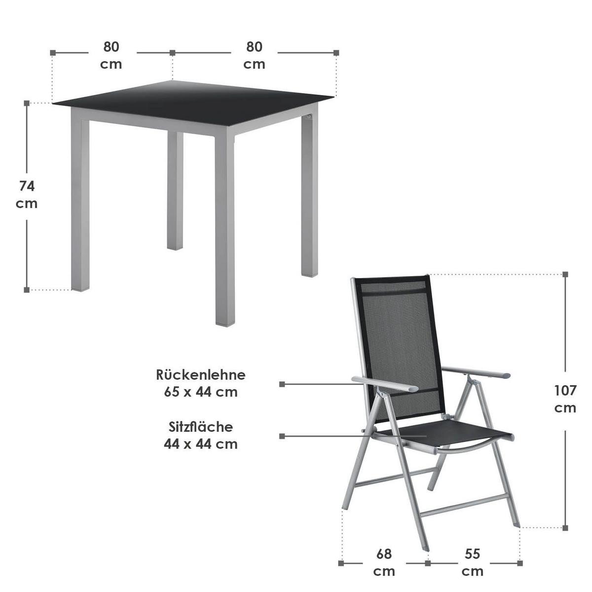 GARTENGARNITUR Milano 5-tlg. - Silberfarben, Metall - Juskys