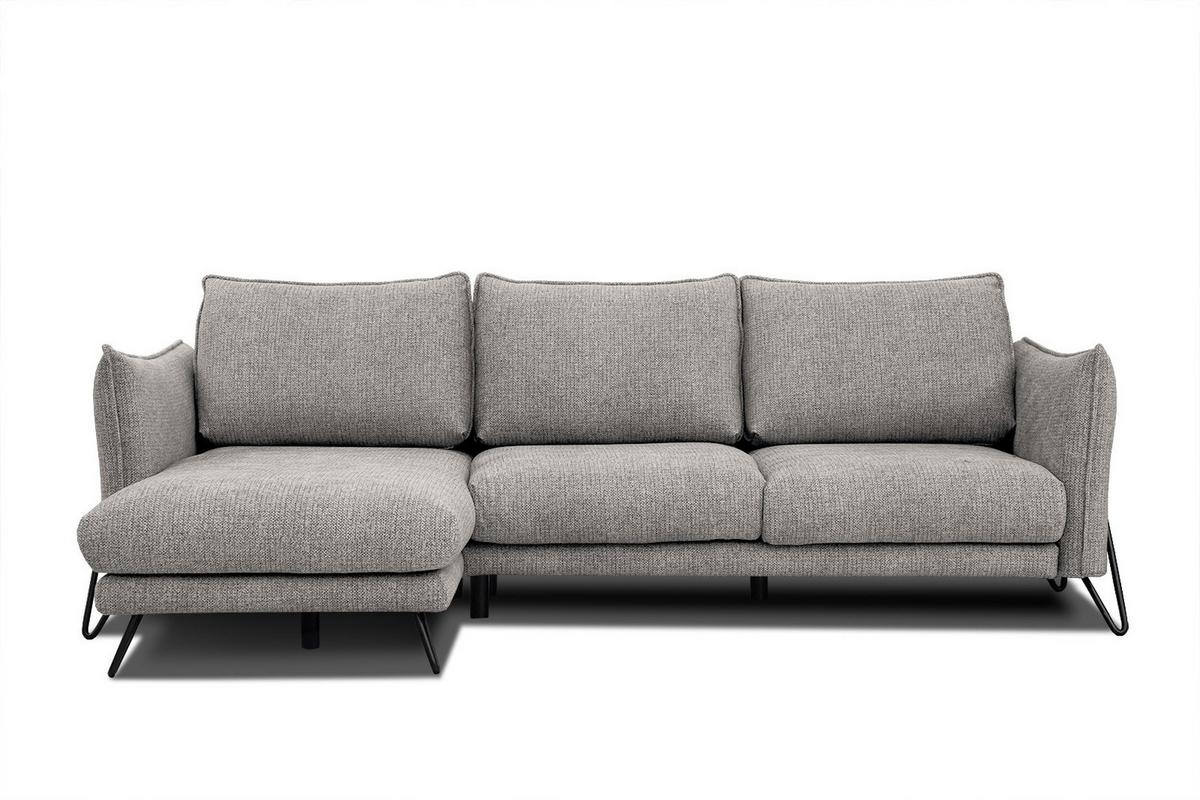 ECKSOFA HOSTEN 4-Sitzer, platinfarben - Platinfarben/Schwarz, Holzwerkstoff/Textil (158/269cm) - Wozimo
