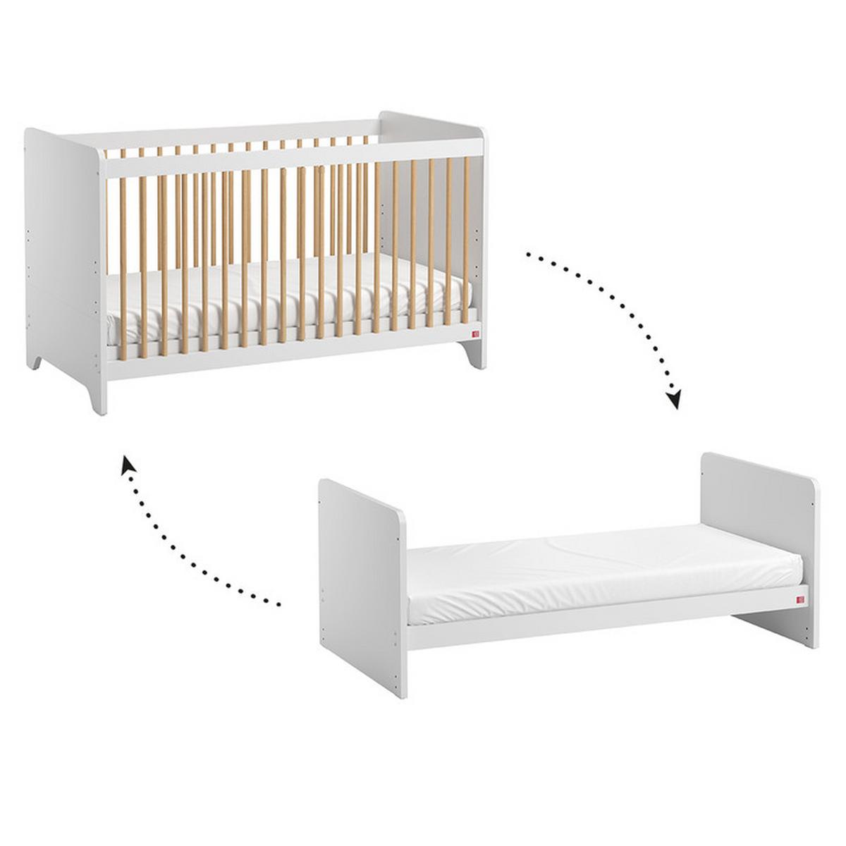 BABYZIMMER 3-teilig Weiß und Holz - Weiß, Holzwerkstoff (88.5/189.5/52cm) - Petits-meubles