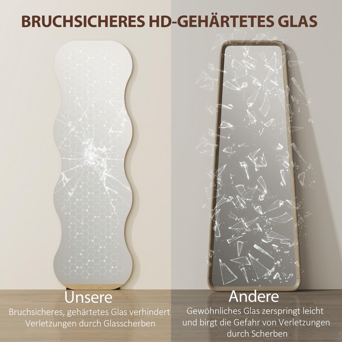 GANZKÖRPERSPIEGEL Hartglas Metall Schwarz - Schwarz, Glas/Metall (50/160/2.7cm) - HOMCOM