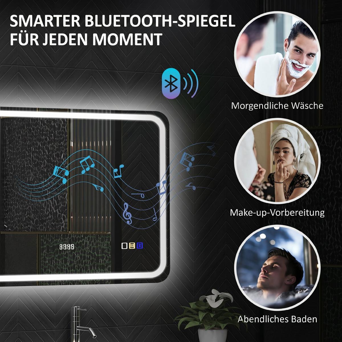 BADEZIMMERSPIEGEL Gehärtetes Glas Silber - Silberfarben, Glas (2.9/60/80cm) - HOMCOM