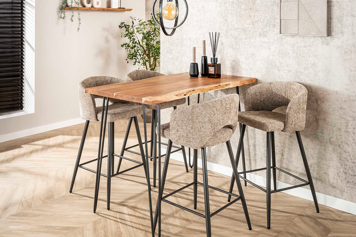 BARTISCH ERGEA Holz Akazie - Zwetschgeholzfarben/Schwarz, Holz/Metall (70/130/92cm) - KAWOLA