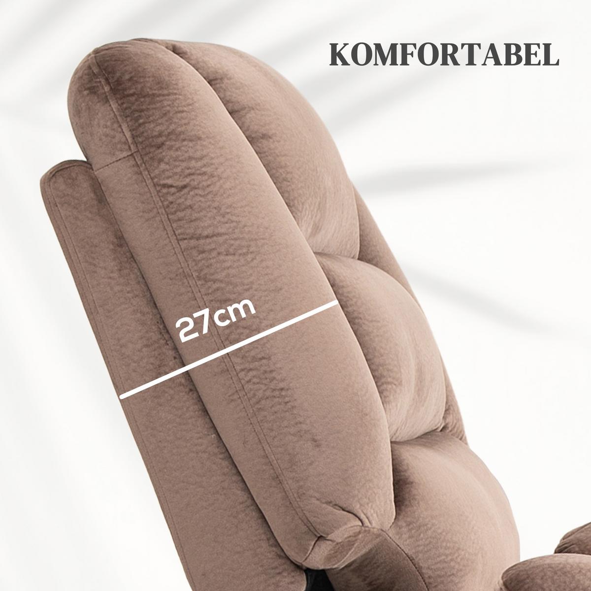 FERNSEHSESSEL mit Aufstehhilfe Elektrisch Relaxsessel mit Liege-/Massagefunktion - Schwarz/Braun, Textil/Metall (93/110/90cm) - HOMCOM