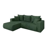 ECKSOFA mit Schlaffunktion Ottomane Links MILA-L 277x194x86 Grün Cord - Dunkelgrün/Schwarz, Holzwerkstoff/Kunststoff (277/194cm) - ALTDECOR