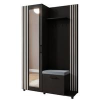 GARDEROBENSCHRANK ARMADIO 137/207/42 cm Modern Garderobe-Set Schwarz - Schwarz/Weiß, Holzwerkstoff (137/207/42cm) - MASSENO