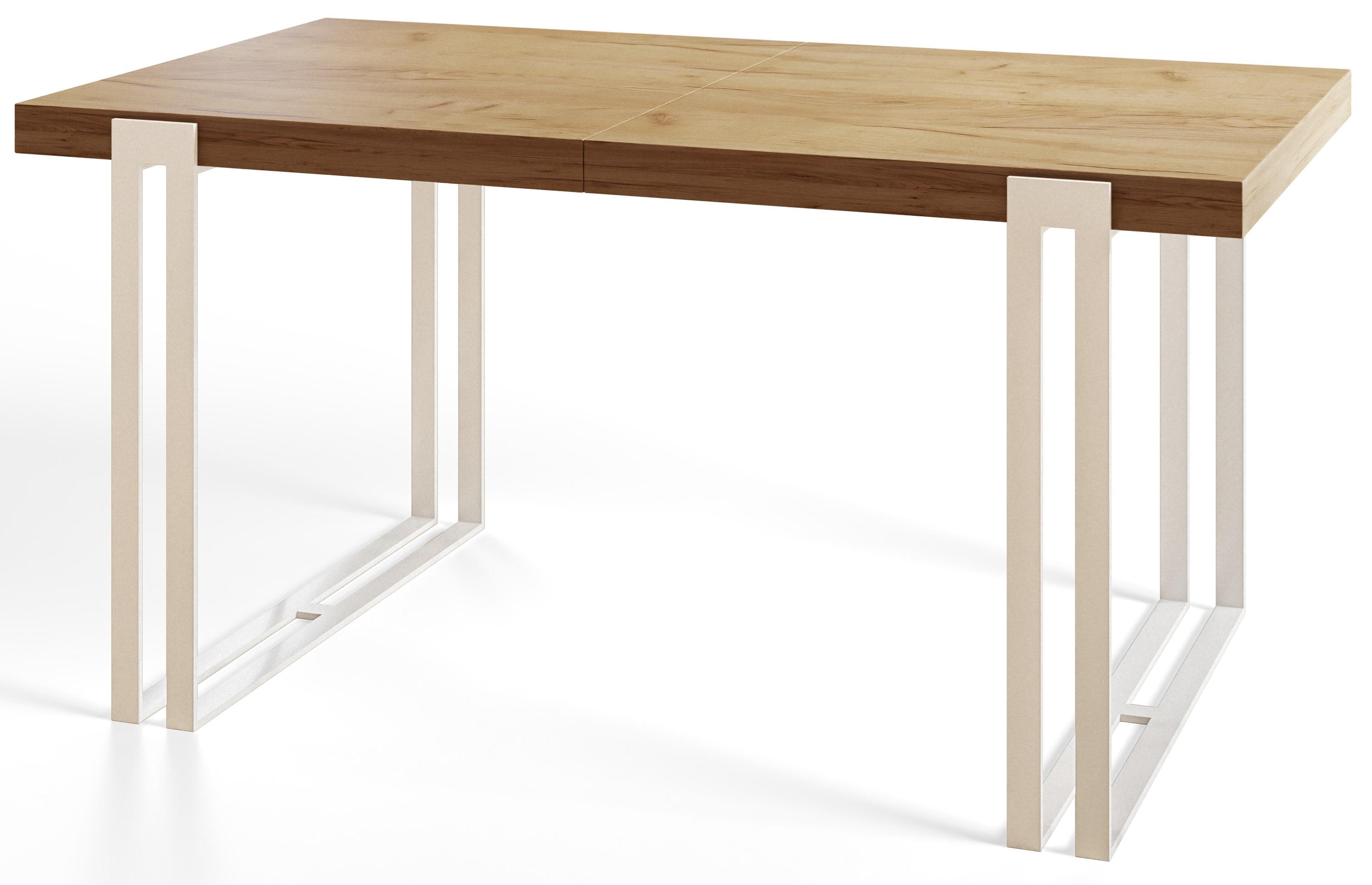 ESSZIMMERTISCH ROSA 140X80X77 cm, Farbe: CRAFT, mit Metallbeinen in Farbe Weiß - Braun/Weiß, Holzwerkstoff (140/80/77cm) - Alpi-Möbel