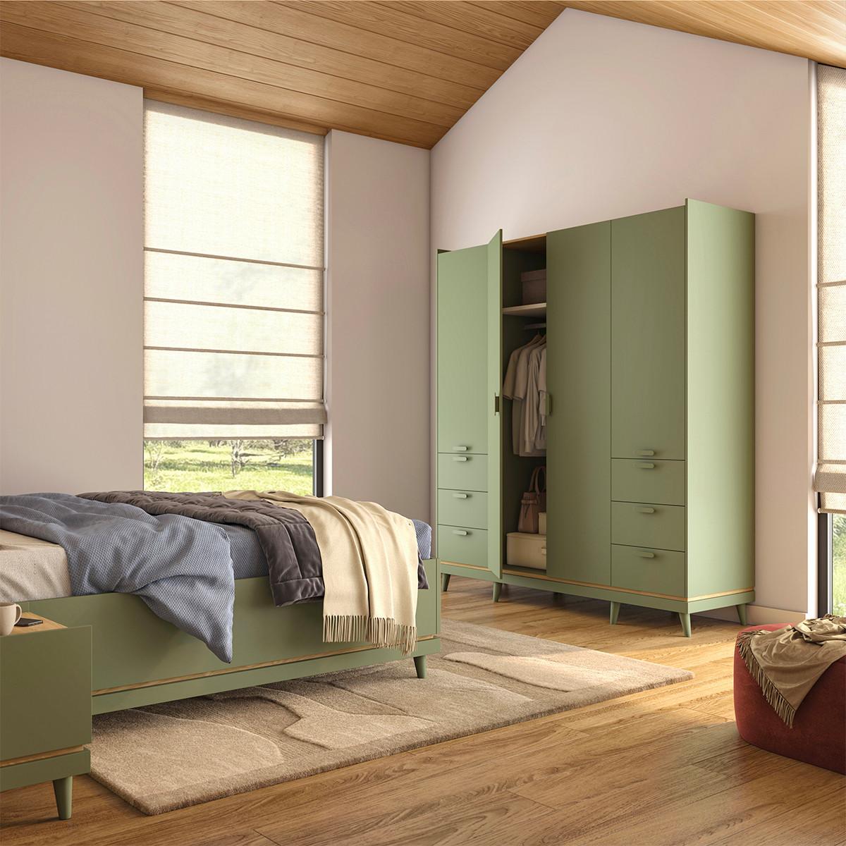 SCHRANK 4 Türen Sandy Grün - Grün, Holzwerkstoff (190/214.5/57.4cm) - Petits-meubles