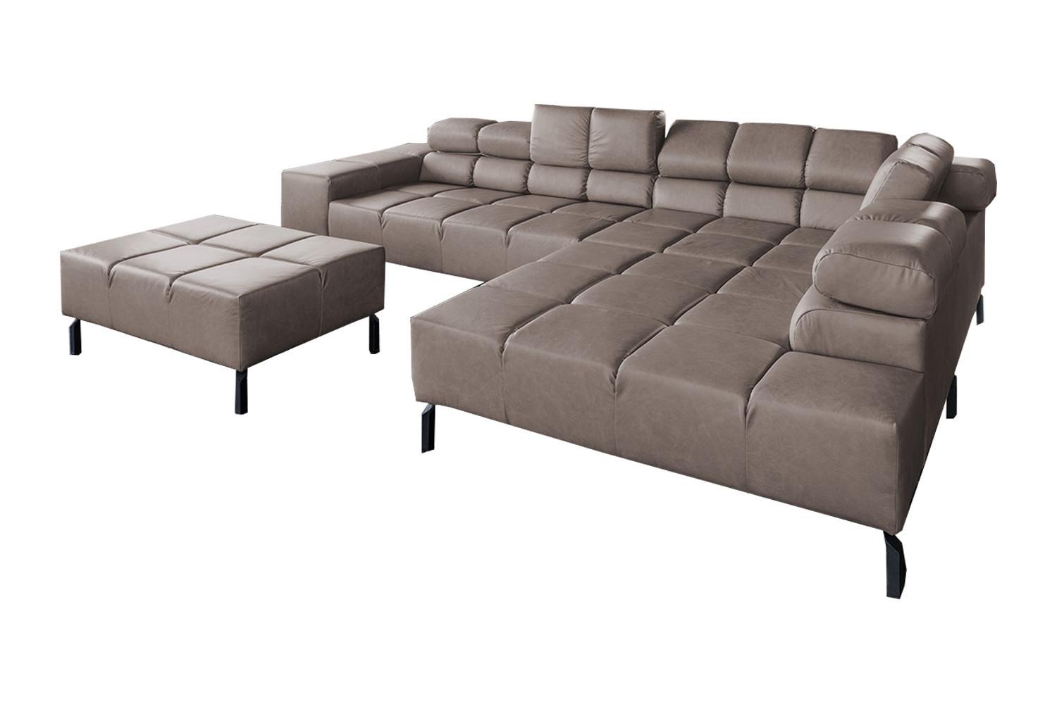 ECKSOFA NELSON Dunkelbraun Leder - Dunkelbraun/Schwarz, Leder/Metall (321/216cm) - KAWOLA