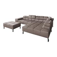 ECKSOFA NELSON Dunkelbraun Leder - Dunkelbraun/Schwarz, Leder/Metall (321/216cm) - KAWOLA