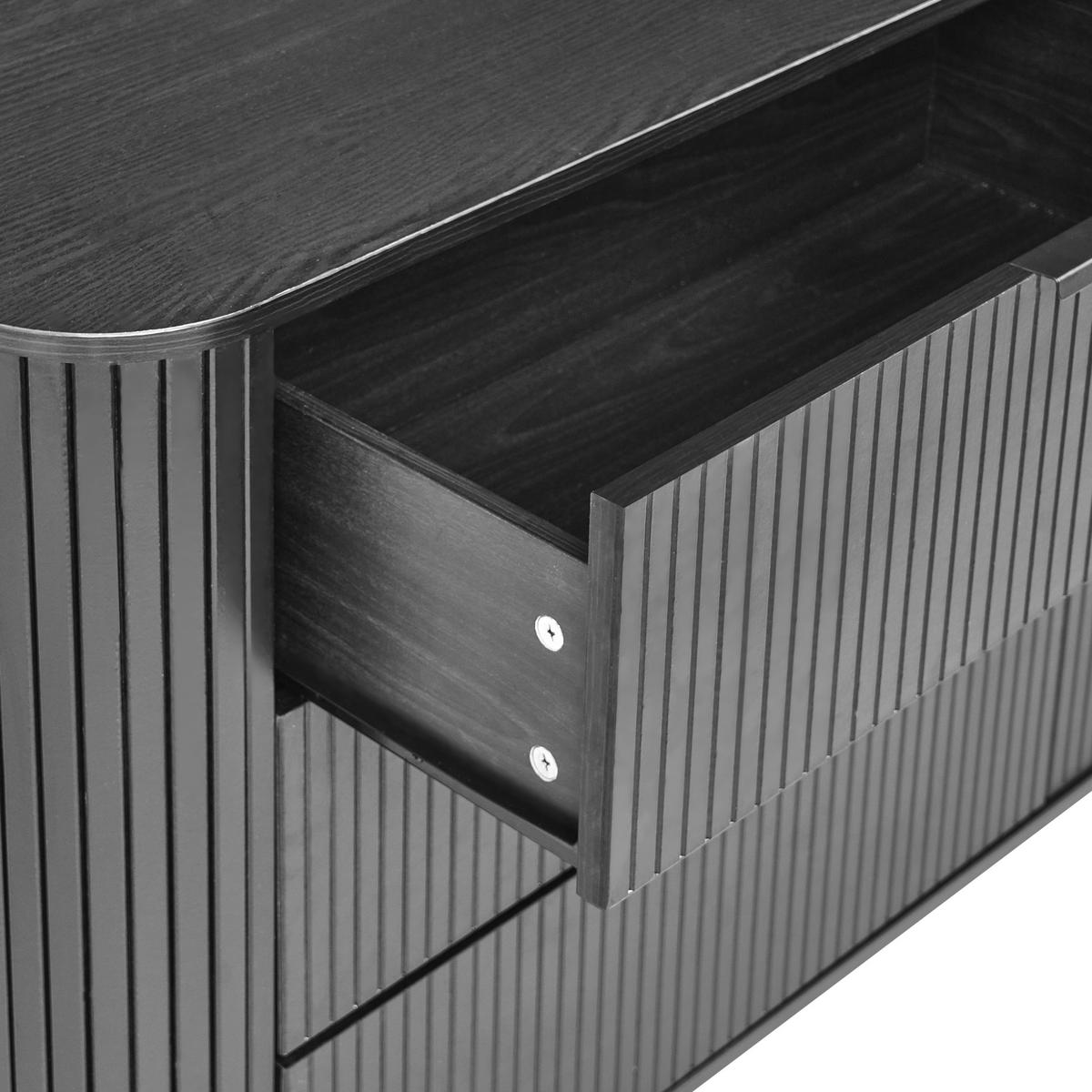 KOMMODE mit 6 Schubladen Schwarz Bradley - Schwarz, Holzwerkstoff (153/81/47cm) - Beliani