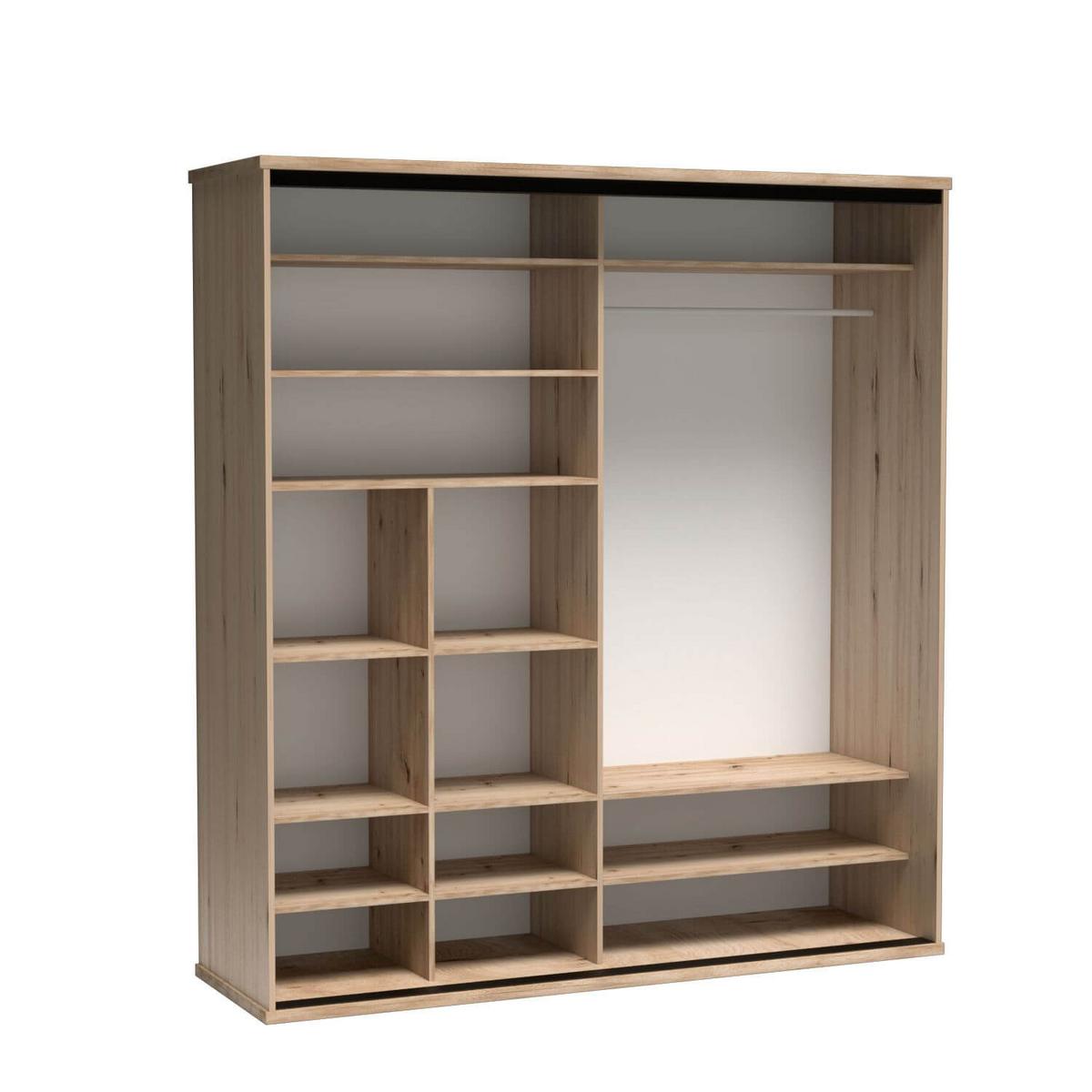 SCHWEBETÜRENSCHRANK ALMERIA 199/216/60,2 cm -türig mit Spiegel Eiche Artisan - Eiche Artisan, Holzwerkstoff (199/216/60.2cm) - MASSENO