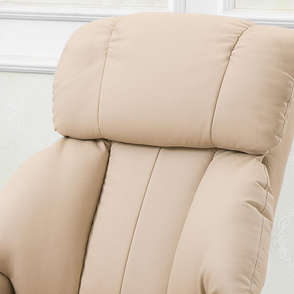 RELAXSESSEL mit Liegefunktion Massagesessel inkl. Hocker Fernsehsessel drehbar - Creme/Schwarz, Leder/Kunststoff (80/102/76cm) - HOMCOM