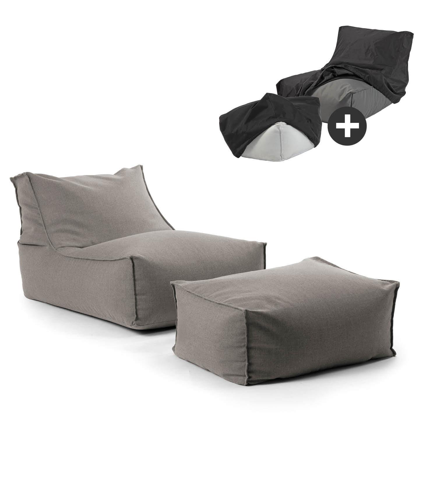OUTDOOR SITZSACK mit Hocker und Hülle Der Sundowner - Dunkelgrau, Textil (60/65/95cm) - Mokebo