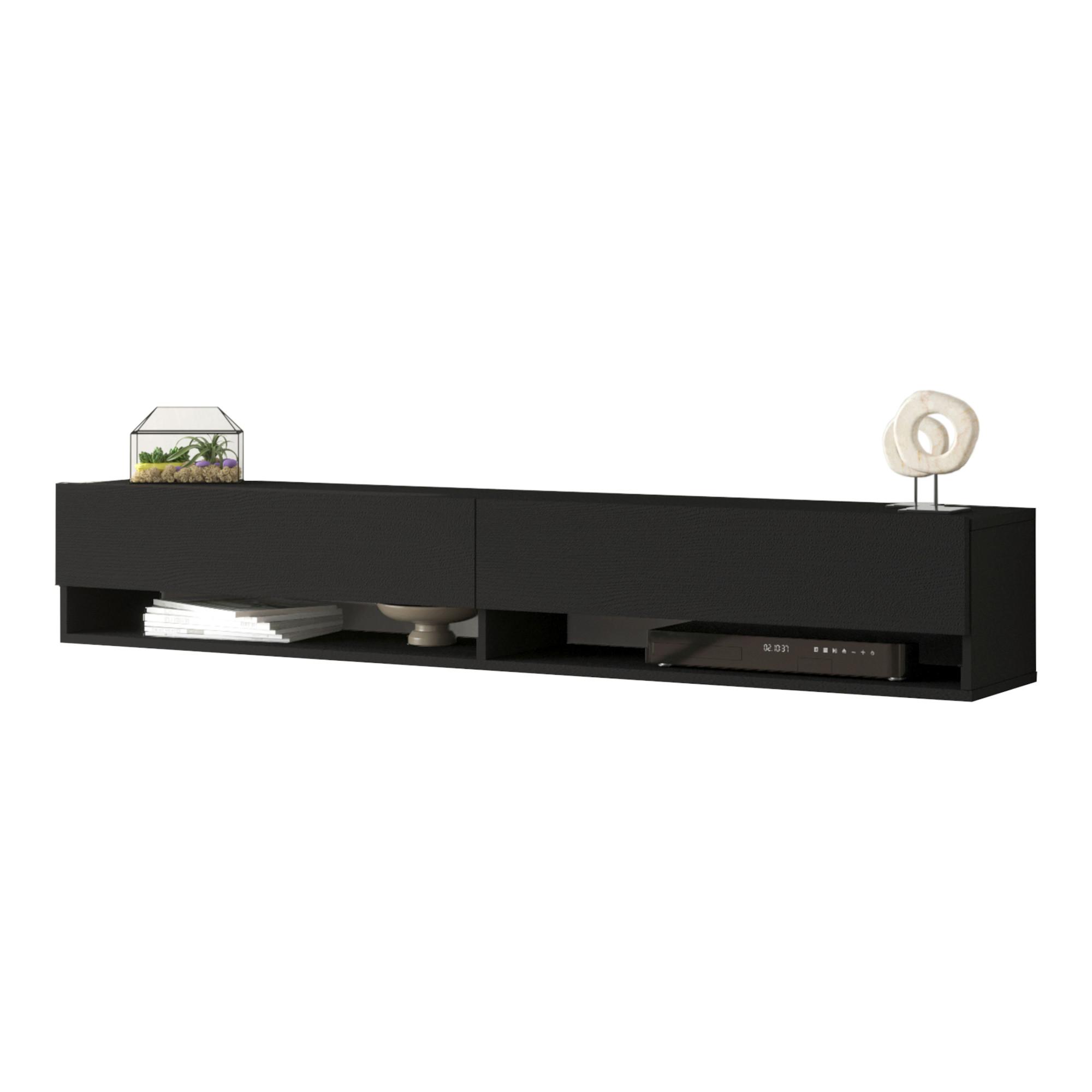 TV-ELEMENT Laitila - Schwarz, Holzwerkstoff (180/29.5/31.5cm) - [en.casa]