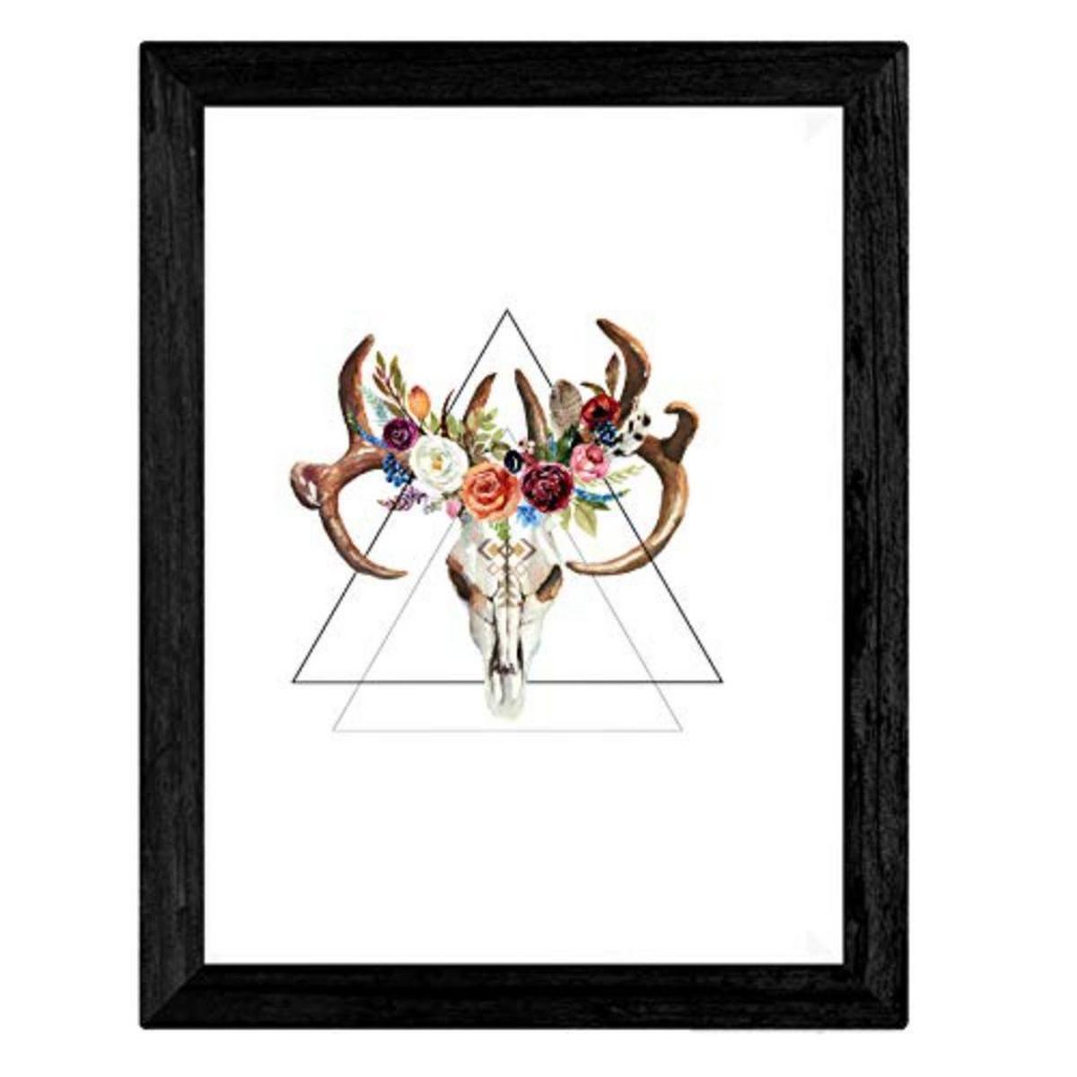 POSTER Set mit 4 Geometrische und bömische Formen A4 Schwarzer Rahmen - Schwarz, Papier (29.7/3cm) - Nacnic