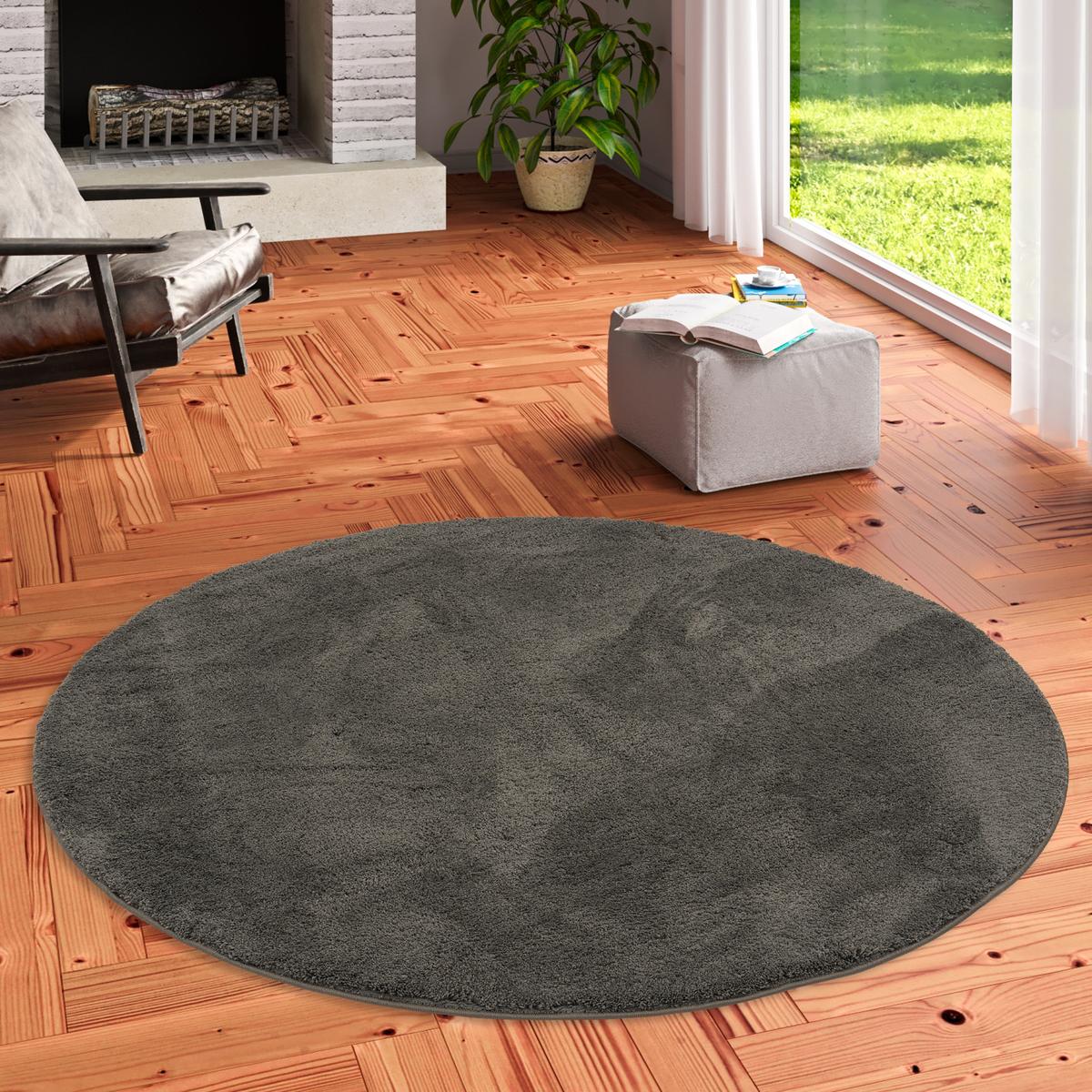 HOCHFLOR SUPER SOFT TEPPICH SILKY RUND - Anthrazit, Textil (120/120cm) - Pergamon
