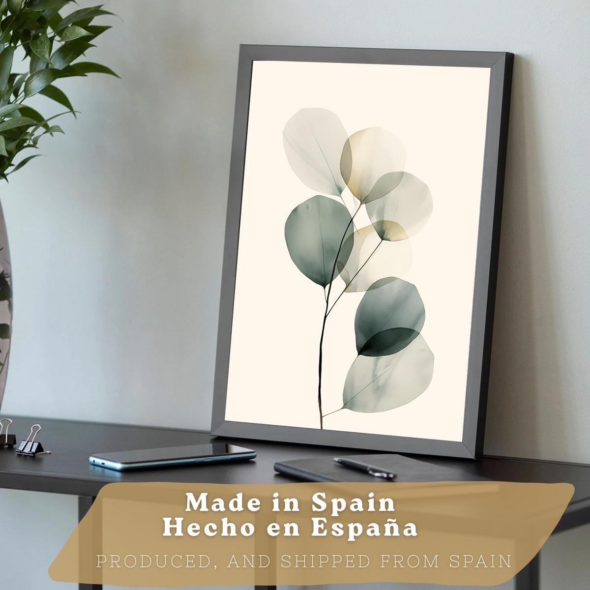POSTER 3er Bilder-Set Wandbilder Pflanzen Minimalistisch modern Wohnzimmer Deko, Schlafzimmer, Küche, Badezimmer Schwarzer Rahmen A4 - Schwarz, Papier (29.7/1/21cm) - Nacnic