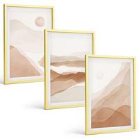 BILDER SET 3er Set - 40x60 cm Goldrahmen - Abstrakte braune Landschaften - Goldfarben, Kunststoff (40/60cm) - TULUP