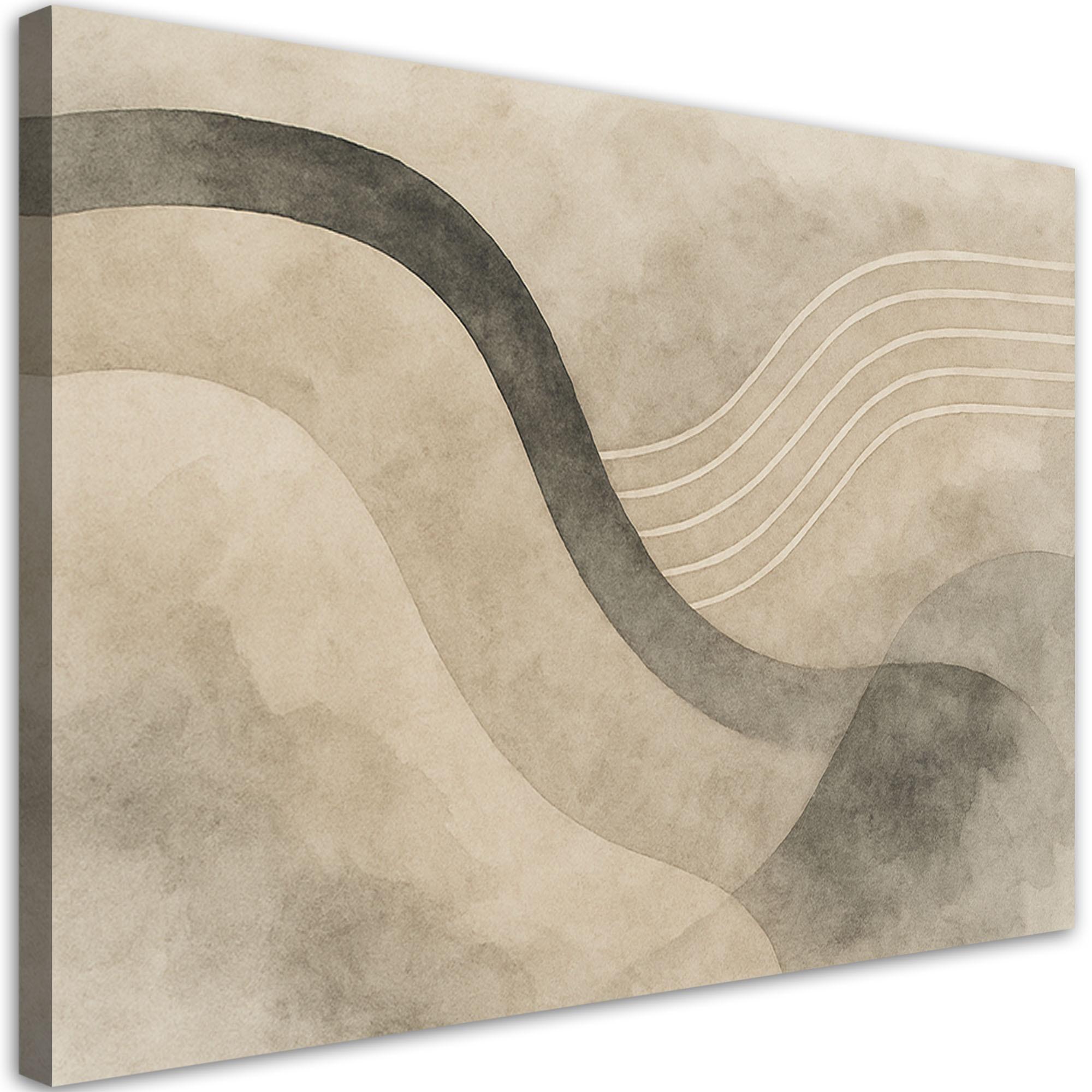 LEINWANDBILD Abstraktion Minimalismus Beige Wellen 120x80cm - Beige, Textil (120/80cm) - Feeby