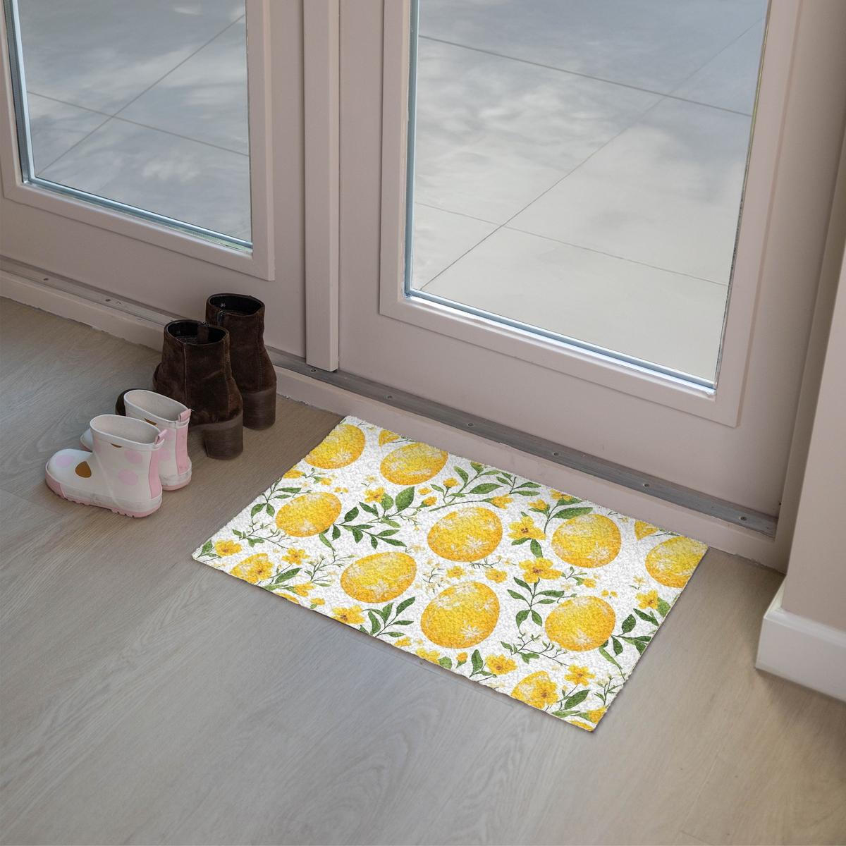 FUSSMATTE Blumen - Ostereier - Gelb Teppichmatte 60x40 cm - Gelb, Kunststoff (40/60cm) - MuchoWow