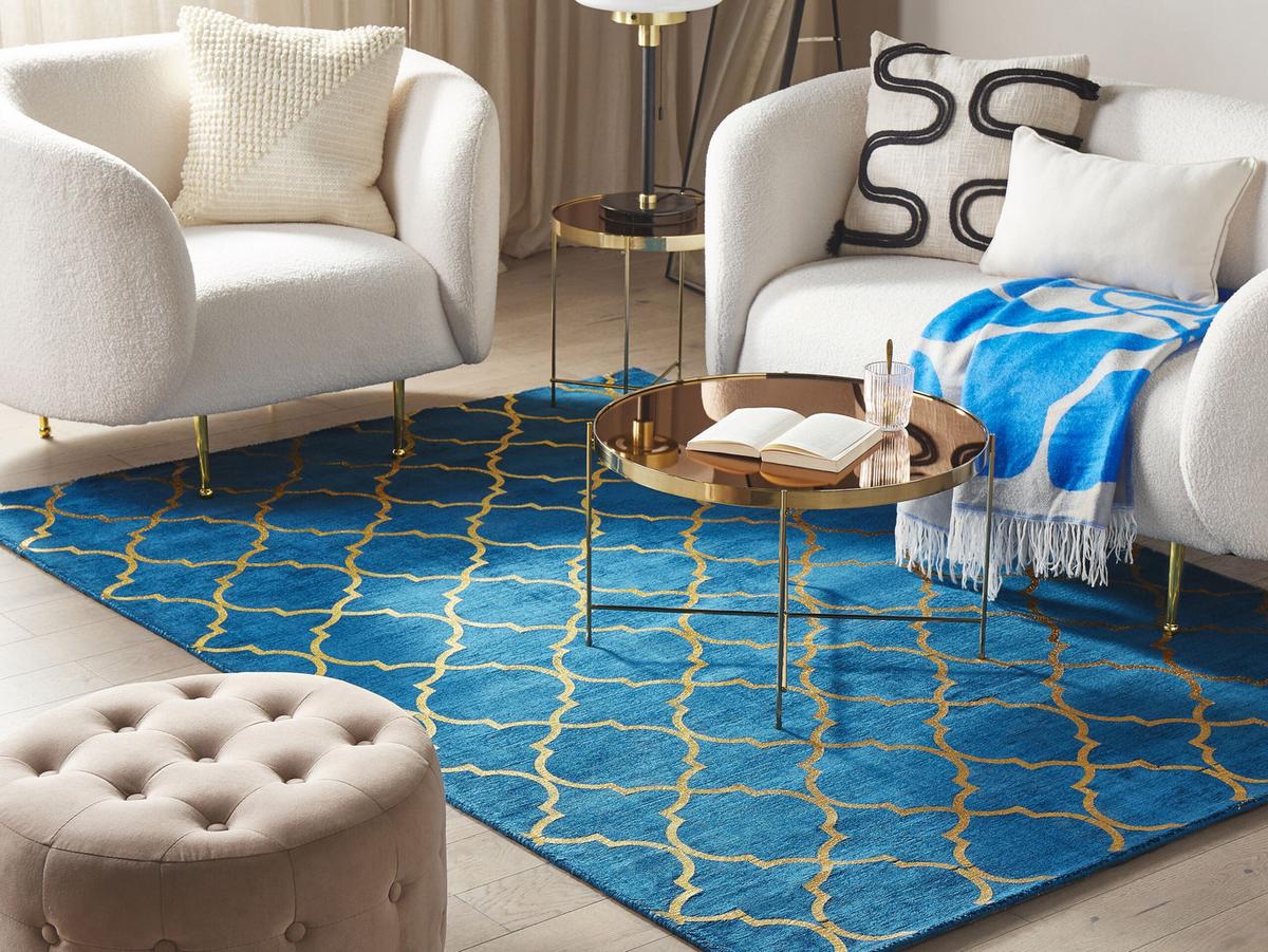 KURZFLOR-TEPPICH Yelki 230/160 cm - Blau, Naturmaterialien (160/230cm) - Beliani