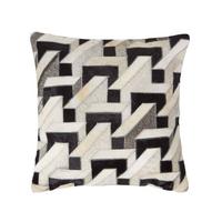 PATCHWORK-KISSEN Fell & Leder 45/45 cm geometrisch - Multicolor, Leder/Textil (45/45cm) - Homescapes